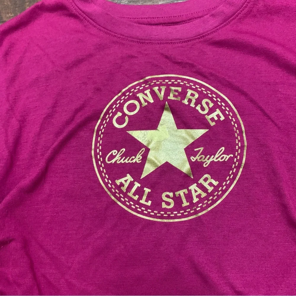 Girls Size 6X Pink Converse All Star Crop Top T-Shirt Short Sleeve Logo Tee